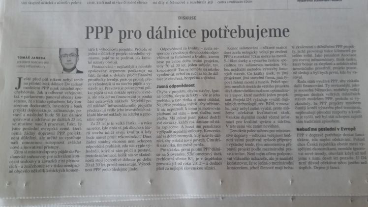 ARI: PPP pro dálnice potřebujeme